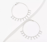 Diamonique x Zaxie Dangle Rosegold Hoop Earrings, Silvertone-plated brass